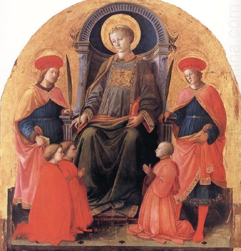 St Lawrence Enthroned with Sts Cosmas and Damian,Other Saints and Donors, Fra Filippo Lippi